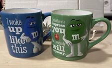 M & M Collectible Coffee Mugs Blue & Green Graphic Front Ceramic picture
