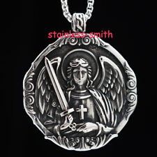 New Mens Catholic Christian Saint St Michael Medal Medallion Pendant Necklace picture