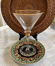 Vintage Crystal Martini/cosmo glass 8”~Stimas Romania Clear & gold embellished picture