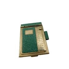 Vintage Miniature Pocket Size Rolodex-Style Address Indexing Book Green & Brass picture