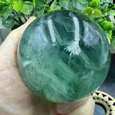 435g Natural Feather Fluorite Quartz Sphere Crystal Energy Ball Reiki Gem Decor  picture