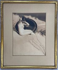 J.W. PONDELICEK Signed Girl with Umbrella Circa 1920s Framed Sepia Photo Pinup picture