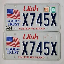 UTAH Graphic License Plate Pair ~ X745X ~🔥FREE SHIPPING🔥UNITED WE STAND  picture