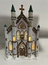 Dickens Collectables Victorian Series Village Church Porcelain Lighted House  picture