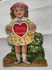 Antique Valentines Day Greeting Card Just a Lonsome Little Dimple Wide Open Eyes picture