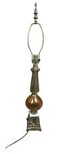 Vintage 1960s Mid-Century Hollywood Regency Style Cherub Brass, Marble Lamp Vase picture