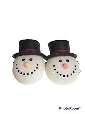 Melted Plastic Popcorn Christmas Snowman Lamp Post Light Covers Set Of 2 Vintage picture