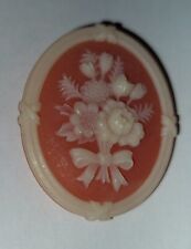 Vintage 1982 Avon Pink Cream Colored Floral Bouquet Cameo Brooch picture