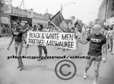 Gay interest-parade banner-Chicago-1983-8 x 12-inch B&W original photograph picture