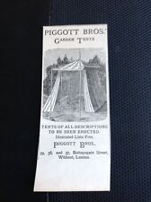 K1-8 Ephemera Advert 1885 Piggott Bros Garden Tents London picture