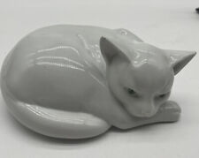 Vintage Metzler & Ortloff German Porcelain 5 3/4x5 7/8”sleeping CatFigurine picture