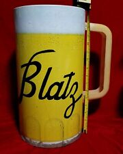 1960s BLATZ Beer Metal MUG Antique Artisan Basket Trash Garbage CAN Ad Sign vtg picture