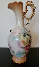 Antique/Vintage Large Hand Painted Gold Trimmed Pitcher picture