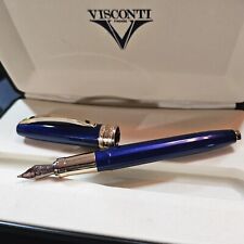 Limited Sale -20% Visconti Michelangelo True Blue & Rose Gld Fountain Pen M Nib picture