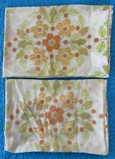 1970s Floral Hippie Flowers Pillowcases Retro Vintage Yellow Orange Set Of 2 picture