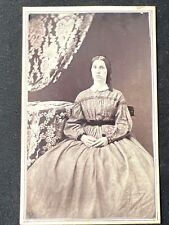 antique 1860s WOMAN in Beautiful HOOP DRESS CDV Civil War era CLEAR IMAGE picture