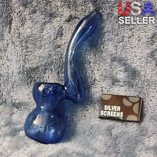 Small Elegant Ice Blue Water Pipe Tobacco Smoking Glass Travel Size picture