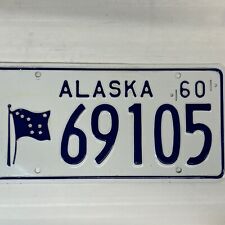 Vintage 1960 Alaska Auto License Plate Man Cave Garage Wall Decor Collector 69 picture