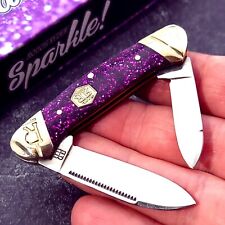 Rough Rider Mini Canoe Smooth Purple Glitter Handles Knife 2.75