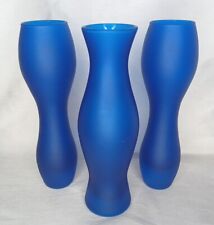 Rare Vintage Ikea Modern Hourglass Blue Vases Set Of 3  9.5