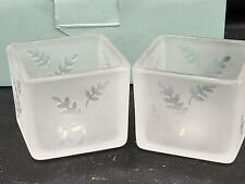 PartyLite P7235 Set of 2 Frosted Votive Square Pair Candle Holders  picture