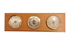 Vintage Weather Station Wall Thermometer Barometer France Brown Wuersch picture