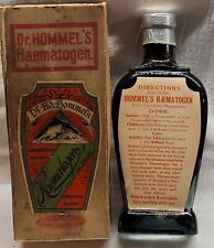 ANTIQUE DR. ADOLF HOMMEL'S HAEMATOGEN EMBOSSED w ORIGINAL LABEL AND BOX TEAL picture