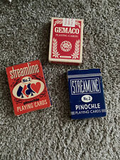 Vintage Lot 3 Packs Playing Cards Streamline Regular/Pinochle Gemaco Pinochle picture