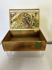 1894 VINTAGE ANTIQUE BLACK HAWK INDIAN WOODEN CIGAR BOX, ANDY DEHNER CIGAR CO. picture