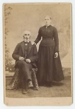 Antique c1880s Cabinet Card Lovely Older Couple Man With Beard Bellefonte, PA picture