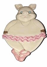 Vintage Ceramic Hand Painted Pink Ballerina Pig Spoon Rest picture