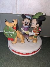 1979 Walt Disney 1st Edition Mickey Minnie Pluto Christmas Bisque Figurine Japan picture