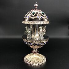 Vintage 2002 Wallace Musical Carousel Egg ~ Jewel Merry Go Round Music Box picture