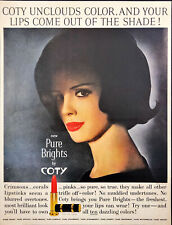 1961 Coty Lip Stick Pretty Woman with Red Lip Stick Vintage Print Ad picture