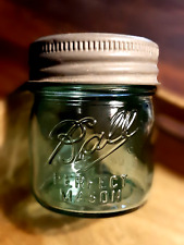 BALL 1/2 Pint ~ ZINC RING ~ GLASS LID ~ Collector's Mason Jar ~ Antique Lid picture