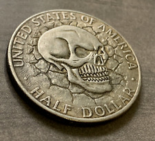 Cracked Cool Skull Novelty Heads Tails Challenge Coin Antique Finish picture