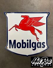 MOBIL Mobilgas Shield Porcelain Sign - Gas Pump Parts picture