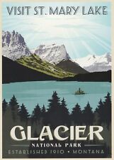 Glacier National Park Montana Poster Art Postcard Postcard picture