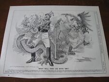 1898 Original POLITICAL CARTOON - GERMANY and CHINA w DRAGON and EAGLE Gifts picture