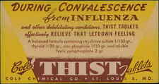 Vintage Advertising Ink Blotter DURING CONVALESCENCE INFLUENZA THIST TABLETS picture