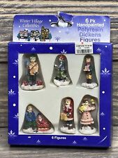 Vintage Christmas 6 Winter Village Handpainted Polyresin Dickes Figures 1.5