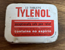Vintage TYLENOL ACETAMINOPHEN tin, metal, McNeil Lab, 12 tablets picture