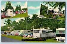 Fort Myers Florida Postcard Tropical Trailer Park Multiview 1940 Vintage Antique picture