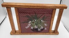 Vintage Floral Planter Trivet Tile Hot Plate -Retro Kitchen Decor Wooden picture