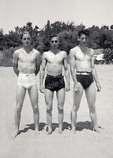 1950's Beach Photo 3 Young Men Posing Vintage Photo Print 5x7 picture