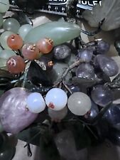 WOW Lrg Collection Of Amethyst Nephrite Jade Fruits Amulets Carved Leaves Grapes picture