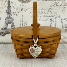 Longaberger 1999 Horizon Of Hope Basket with Wooden Lid + Tie-On 6.25 x 5.25 x 3 picture