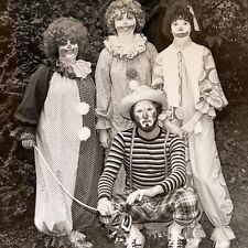 Vintage Snapshot Photograph 60s Odd Awesome Clowns with Invisible Dog picture