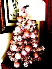 GORGEOUS BARBIE PINK CHRISTMAS TREE TABLE TOP W/ORNAMENTS HALLMARK KEEPSAKE 28