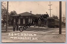Real Photo RS&E Trolley & Station Weedsport Cayuga Cty New York NY RP RPPC L164 picture